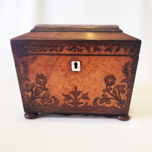 English Sarcophagus Shaped Rosewood Tea Caddy