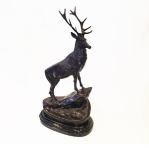 Bronze Highland Stag Sculpture on Marble Base by Jules Moigniez